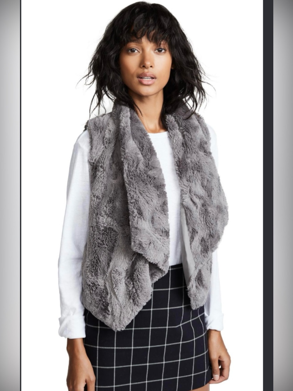 Jack by BB Dakota Elektra Gray Faux Fur Draped Vest Size L